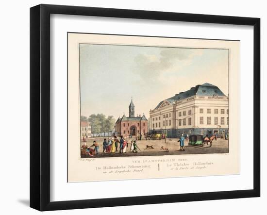 Vue D'Amsterdam No.20. De Hollandsche Schouwburg En De Leydsche Poort. Le Théatre Hollandais Et La-Cornelis de Kruyff-Framed Giclee Print