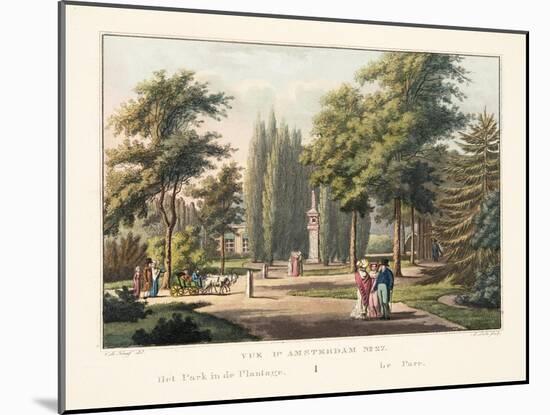 Vue D'Amsterdam No. 27, Het Park in De Plantage, Le Parc, 1825-Cornelis de Kruyff-Mounted Giclee Print