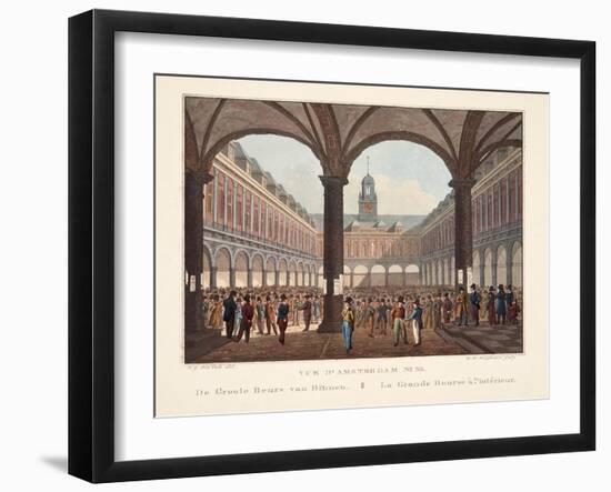 Vue D'Amsterdam No.33. De Groote Beurs Van Binnen. La Grande Bourse Á L'Intérieur, 1825-Hendrik Gerrit ten Cate-Framed Giclee Print