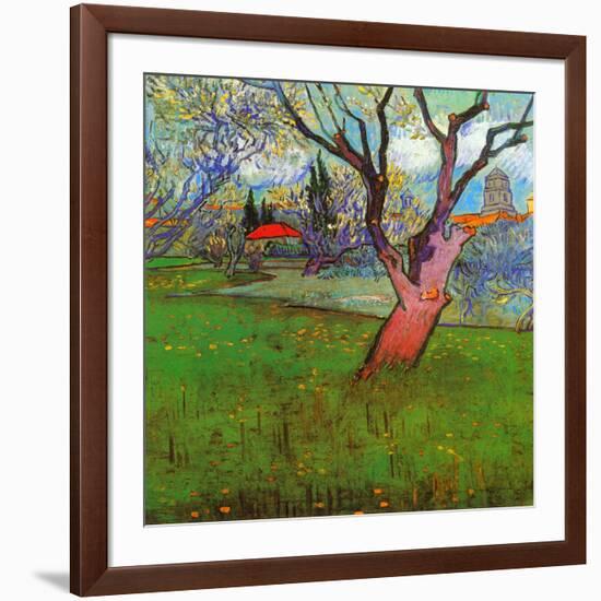 Vue d'Arles avec arbres en fleurs (Détail)-Vincent van Gogh-Framed Art Print