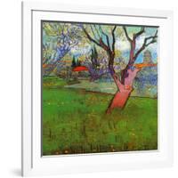 Vue d'Arles avec arbres en fleurs (Détail)-Vincent van Gogh-Framed Art Print