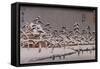 Vue d'un temple sous la neige-Ando Hiroshige-Framed Stretched Canvas