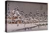 Vue d'un temple sous la neige-Ando Hiroshige-Stretched Canvas