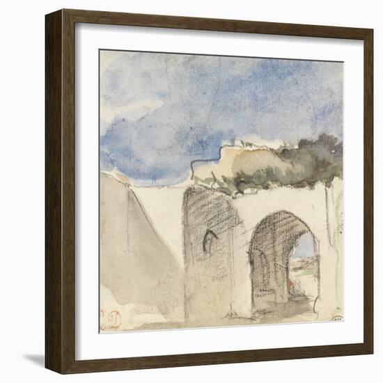 Vue d'une porte de ville arabe-Eugene Delacroix-Framed Giclee Print