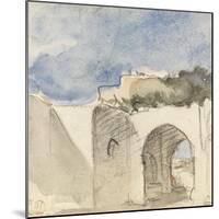 Vue d'une porte de ville arabe-Eugene Delacroix-Mounted Giclee Print