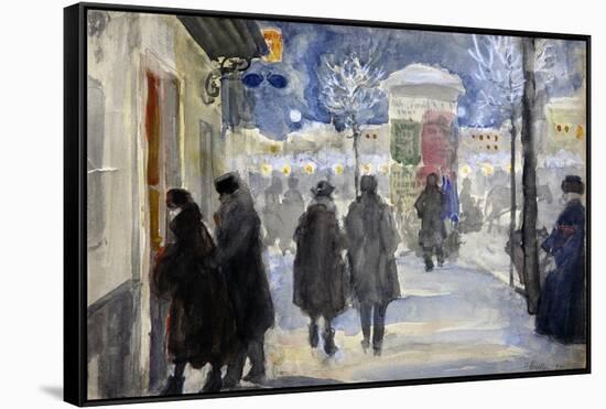 Vue D'une Rue De Moscou, Russie  (Moscow Street) Aquarelle De Sergei Vinogradov (1869-1938) - 1922-Sergei Arsenevich Vinogradov-Framed Stretched Canvas