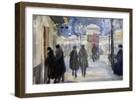 Vue D'une Rue De Moscou, Russie  (Moscow Street) Aquarelle De Sergei Vinogradov (1869-1938) - 1922-Sergei Arsenevich Vinogradov-Framed Giclee Print