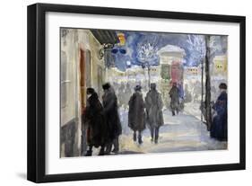 Vue D'une Rue De Moscou, Russie  (Moscow Street) Aquarelle De Sergei Vinogradov (1869-1938) - 1922-Sergei Arsenevich Vinogradov-Framed Giclee Print