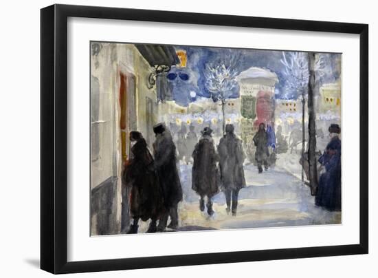 Vue D'une Rue De Moscou, Russie  (Moscow Street) Aquarelle De Sergei Vinogradov (1869-1938) - 1922-Sergei Arsenevich Vinogradov-Framed Giclee Print