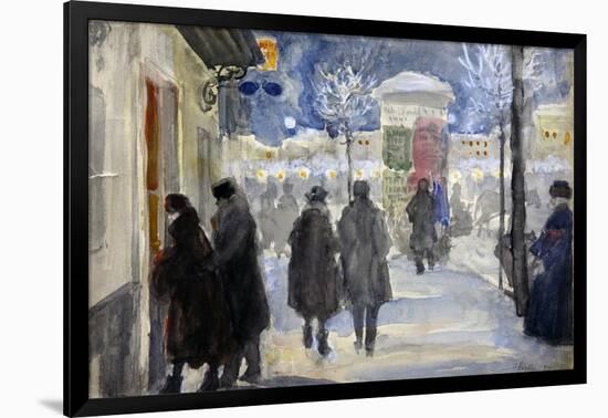 Vue D'une Rue De Moscou, Russie  (Moscow Street) Aquarelle De Sergei Vinogradov (1869-1938) - 1922-Sergei Arsenevich Vinogradov-Framed Giclee Print