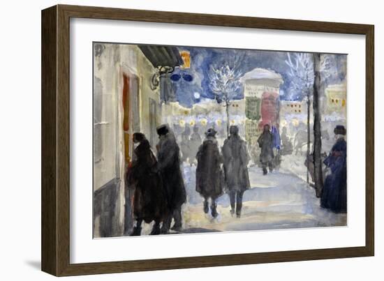 Vue D'une Rue De Moscou, Russie  (Moscow Street) Aquarelle De Sergei Vinogradov (1869-1938) - 1922-Sergei Arsenevich Vinogradov-Framed Premium Giclee Print