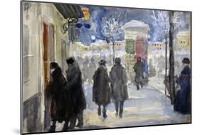 Vue D'une Rue De Moscou, Russie  (Moscow Street) Aquarelle De Sergei Vinogradov (1869-1938) - 1922-Sergei Arsenevich Vinogradov-Mounted Premium Giclee Print