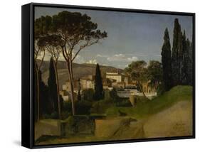 Vue d'une villa romaine-Jean-Achille Benouville-Framed Stretched Canvas