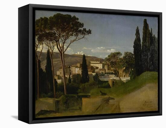 Vue d'une villa romaine-Jean-Achille Benouville-Framed Stretched Canvas