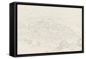 Vue d'une ville étagée au flanc d'une montagne-Pierre Henri de Valenciennes-Framed Stretched Canvas