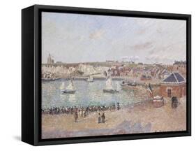 Vue de l'avant-port de Dieppe-Camille Pissarro-Framed Stretched Canvas