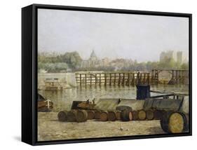 Vue de l'estacade de l'île Saint-Louis - effet de nuit-Edouard Zawiski-Framed Stretched Canvas