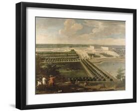 Vue de l'Orangerie, des parterres et du château de Versailles prises des hauteurs de Satory-Etienne Allegrain-Framed Giclee Print