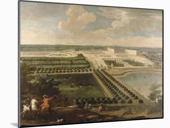 Vue de l'Orangerie, des parterres et du château de Versailles prises des hauteurs de Satory-Etienne Allegrain-Mounted Giclee Print