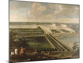 Vue de l'Orangerie, des parterres et du château de Versailles prises des hauteurs de Satory-Etienne Allegrain-Mounted Giclee Print