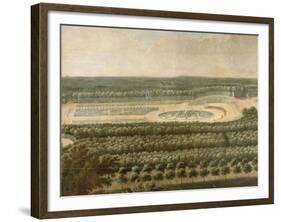 Vue de l'Orangerie, des parterres et du château de Versailles prises des hauteurs de Satory-Etienne Allegrain-Framed Giclee Print