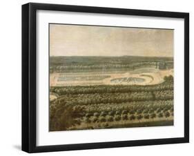 Vue de l'Orangerie, des parterres et du château de Versailles prises des hauteurs de Satory-Etienne Allegrain-Framed Giclee Print