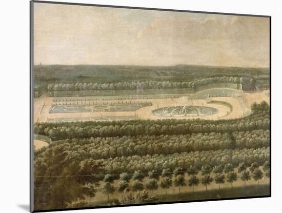 Vue de l'Orangerie, des parterres et du château de Versailles prises des hauteurs de Satory-Etienne Allegrain-Mounted Giclee Print