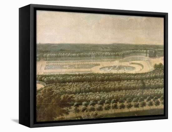 Vue de l'Orangerie, des parterres et du château de Versailles prises des hauteurs de Satory-Etienne Allegrain-Framed Stretched Canvas