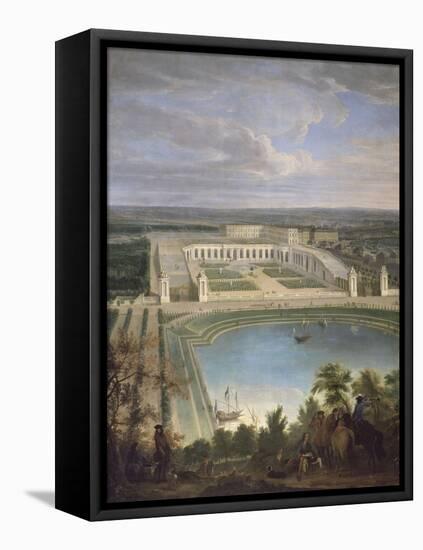 Vue de l'Orangerie et du château de Versailles depuis les hauteurs de Satory, au premier plan, la-Jean-Baptiste Martin-Framed Stretched Canvas