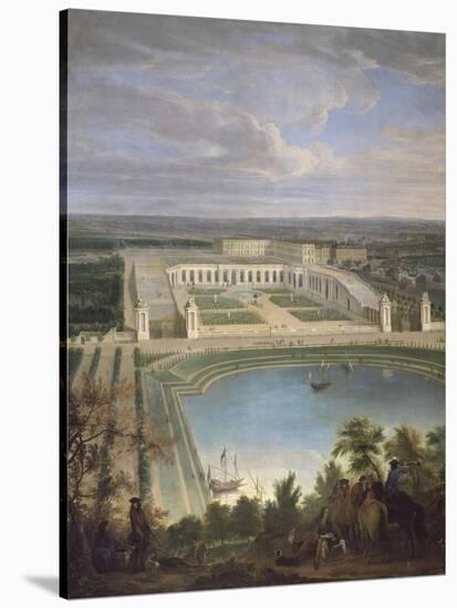 Vue de l'Orangerie et du château de Versailles depuis les hauteurs de Satory, au premier plan, la-Jean-Baptiste Martin-Stretched Canvas