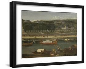 Vue de la Grande Cascade, des parterres et du château de Saint-Cloud prise de la Seine avant 1671-der Meulen Adam Frans Van-Framed Giclee Print