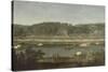 Vue de la Grande Cascade, des parterres et du château de Saint-Cloud prise de la Seine avant 1671-der Meulen Adam Frans Van-Stretched Canvas