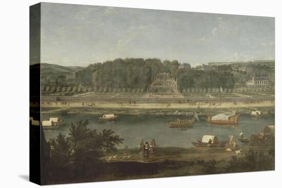 Vue de la Grande Cascade, des parterres et du château de Saint-Cloud prise de la Seine avant 1671-der Meulen Adam Frans Van-Stretched Canvas