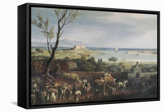 Vue de la rade d'Antibes-Claude Joseph Vernet-Framed Stretched Canvas