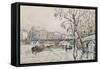 Vue de la Seine en crue au Pont des Arts-Paul Signac-Framed Stretched Canvas
