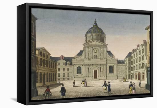 Vue de la Sorbonne vue de la place-null-Framed Stretched Canvas