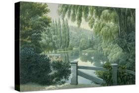 Vue de Malmaison : promenade des dames d'honneur sur la rivière.-Auguste Garneray-Stretched Canvas