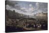 Vue de Paris avec le Louvre, prise du pont Henri IV-Hendrick Mommers-Stretched Canvas