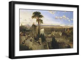 Vue de Rome au crépuscule prise du couvent San Onofrio sur le mont Janicule-David Roberts-Framed Giclee Print