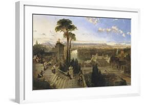 Vue de Rome au crépuscule prise du couvent San Onofrio sur le mont Janicule-David Roberts-Framed Giclee Print