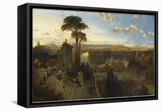 Vue de Rome au crépuscule prise du couvent San Onofrio sur le mont Janicule-David Roberts-Framed Stretched Canvas