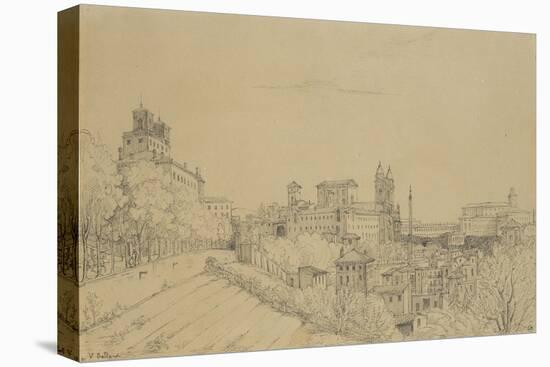 Vue de Rome prise du Pincio-Victor Baltard-Stretched Canvas