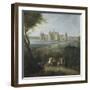 Vue du château de Chambord vers 1722 - au premier plan, le duc d'Orléans, Régent, donnant ses-Pierre Denis Martin-Framed Giclee Print