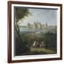 Vue du château de Chambord vers 1722 - au premier plan, le duc d'Orléans, Régent, donnant ses-Pierre Denis Martin-Framed Giclee Print