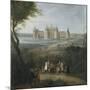 Vue du château de Chambord vers 1722 - au premier plan, le duc d'Orléans, Régent, donnant ses-Pierre Denis Martin-Mounted Giclee Print