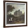 Vue du château de Madrid dans le bois de Boulogne vers 1722 - avec chasse au cerf du duc de-Pierre Denis Martin-Framed Giclee Print