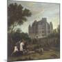 Vue du château de Madrid dans le bois de Boulogne vers 1722 - avec chasse au cerf du duc de-Pierre Denis Martin-Mounted Giclee Print