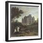 Vue du château de Madrid dans le bois de Boulogne vers 1722 - avec chasse au cerf du duc de-Pierre Denis Martin-Framed Giclee Print