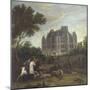 Vue du château de Madrid dans le bois de Boulogne vers 1722 - avec chasse au cerf du duc de-Pierre Denis Martin-Mounted Giclee Print