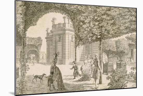 Vue du château de Trianon prise dans le jardin français-Louis Nicolas de Lespinasse-Mounted Giclee Print